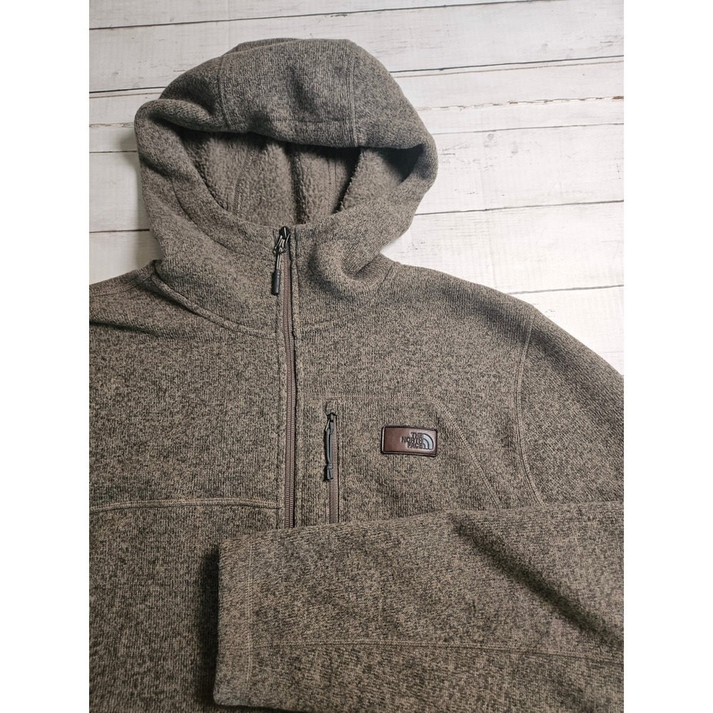The North Face Gordon Lyons Full Zip Hoodie Mens Large Brown Heathered Fleece